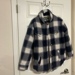American Eagle Outfitters Blue and White Plaid Jacket